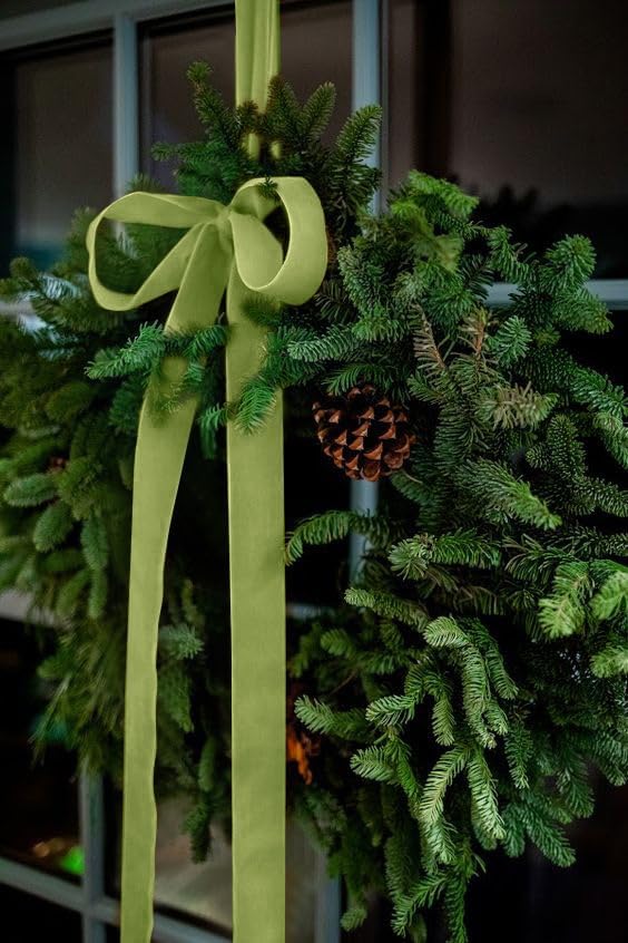 Sage Green Velvet Ribbon 1.5'' 25 Yards - Image 4