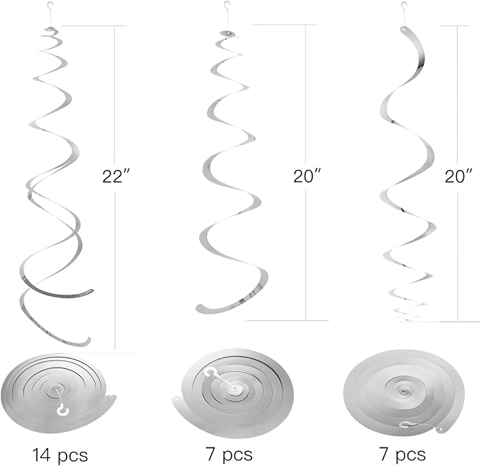 Silver Party Hanging Swirl Decorations Plastic Streamer - Image 2