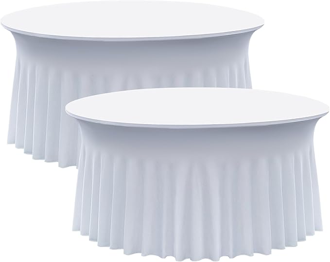 2 pk White Round Spandex Tablecloth by Nobed+HHT