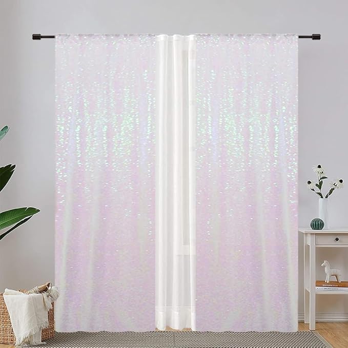 Eternal Beauty Sequin Backdrop Curtains, 2x8 Ft-2 Panels White Iridescent Back by EternalBeauty