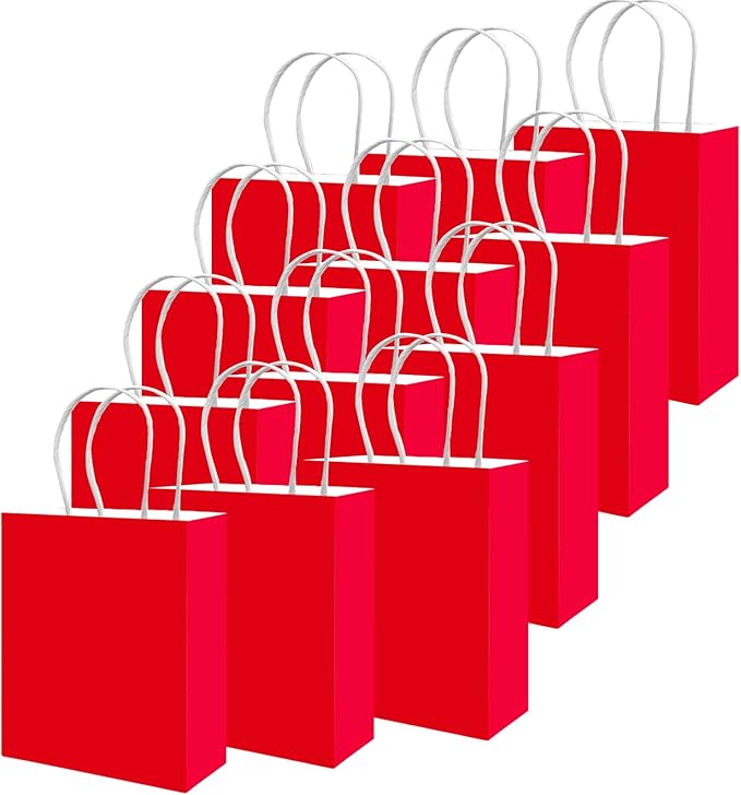 qiqee 50-Packs Gift Bag with Handles Bulk Red Paper Bags Multiple Uses - Image 2