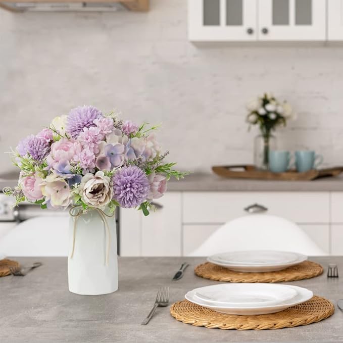 LESING Artificial Peony with Vase Silk Flowers Bouquets Fake Hydrangea Bulks - Image 6