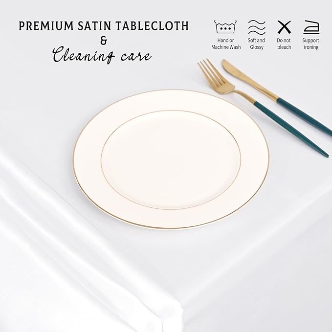 6 Packs Satin Tablecloth 57 x 108 Inch White Rectangular Table Cloth Silk - Image 5