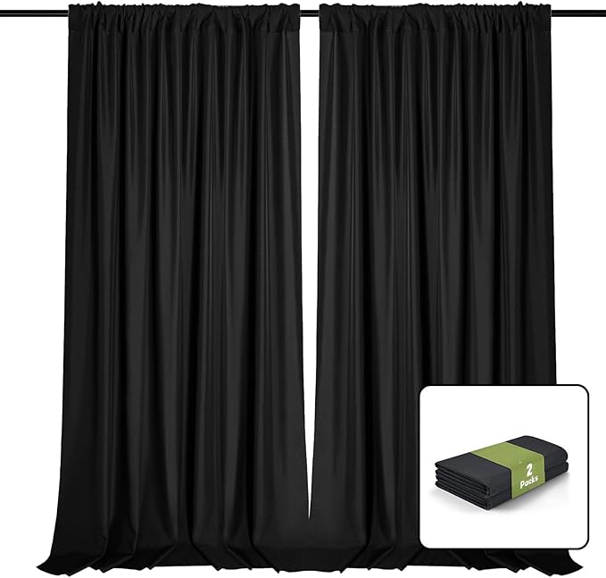 2 Panels Black Backdrop Curtain, 10 x 7 Feet Background Curtains by Zankubom