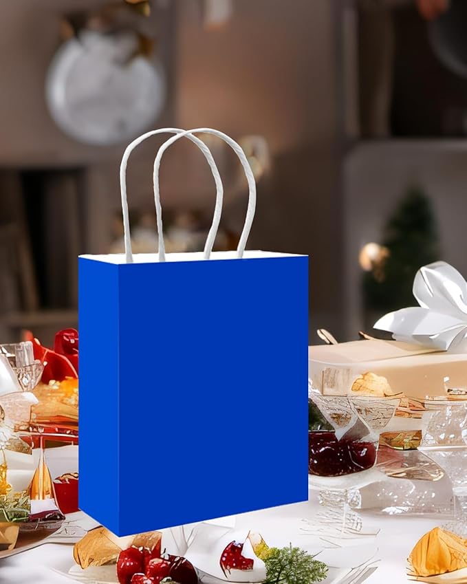 qiqee 50-Packs Diamond Blue Paper Gift Bags - Image 5