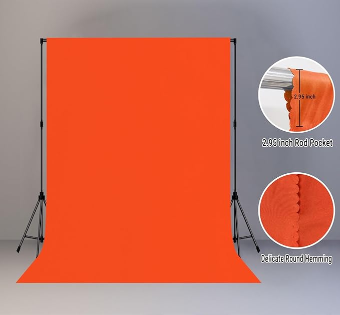 5x7FT Orange Screen Backdrop for Photography Solid Color Photoshoot Background - Image 2