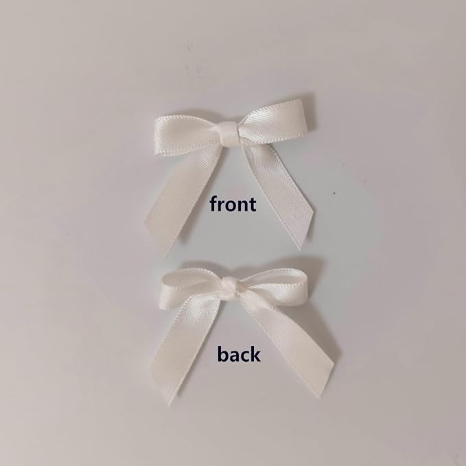 50pcs 1-1/2" Mini White Satin Ribbon Bows Without Twist Ties - Image 4