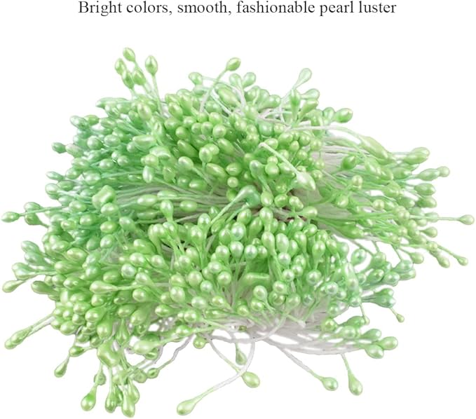 HAHIYO 700Pcs 3mm Light Green Pearl Double Head Flower Stamen Pistil Hand-Made - Image 5