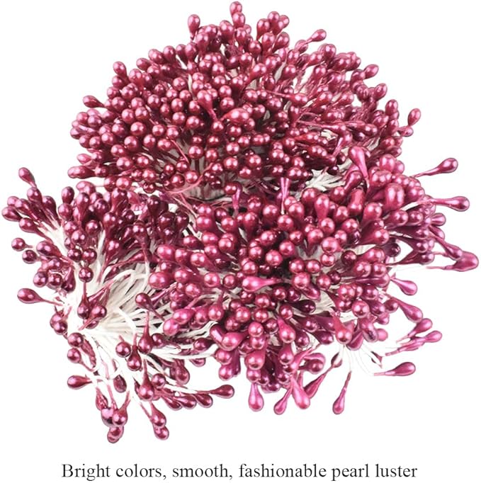 HAHIYO 700Pcs 3mm Dark Purple Pearl Double Head Flower Stamen Pistil - Image 3