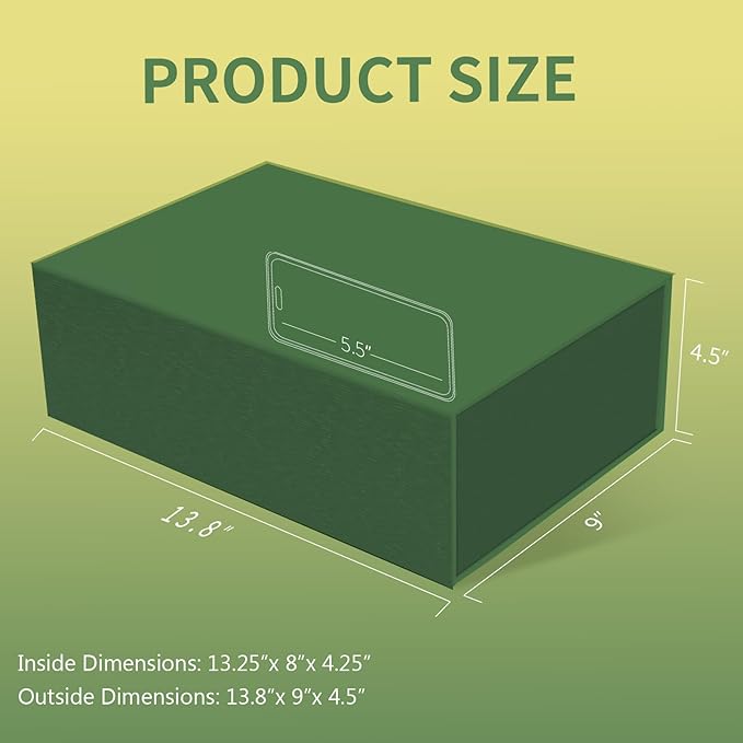 Rinrda Large Green Gift Box, 13.75"x9"x4.5", Gift Boxes - Image 2