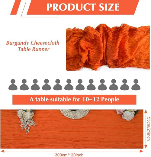 10 Pack Orange Cheesecloth Table Runner -21*120Inch Long Boho Wedding Table - Image 2