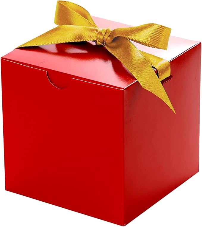 UnicoPak 4x4x4 Christmas Red Gift Boxes 50 Pcs, Holiday Gift Boxes Small Gift by UnicoPak