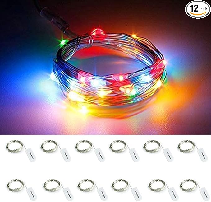 CYLAPEX 12 Pack Multicolor Fairy Lights String Battery Operated Fairy Lights by CYLAPEX