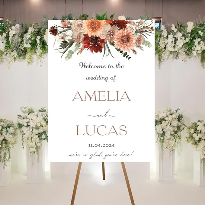Welcome To Our Wedding Sign, Personalized Wedding Welcome Sign, Fall Wedding - Image 2