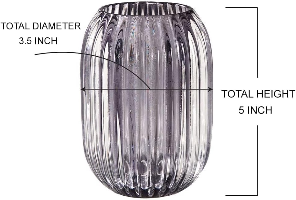 Serene Spaces Living Smoke Grey Optical Glass Votive Holder, Measures 5" Tall - Image 6