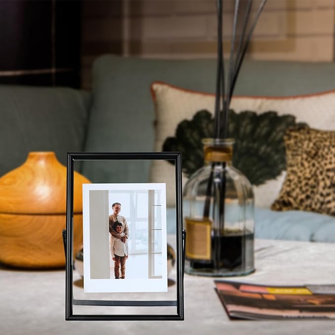 Black Floating Frame, For Picture 3.5x5, Tabletop Shelf Photo Frame, Classy - Image 8