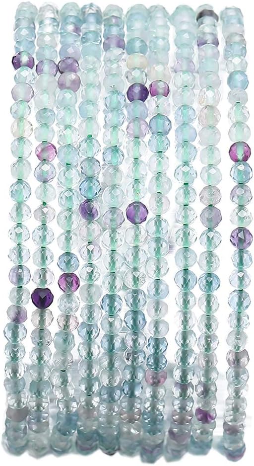 Faceted Natural Fluorite Stone Round Loose Semi Gemstone Beads by Beadia