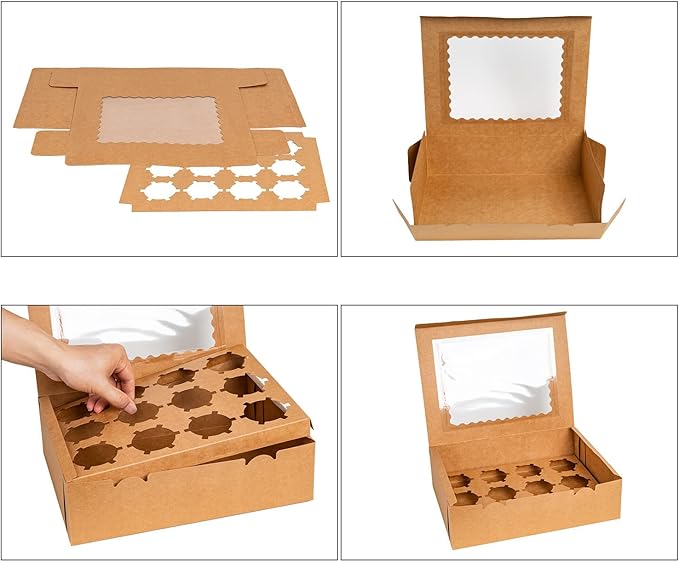 Rarapop 25 Pack Cupcake Boxes Hold 12 Standard Cupcakes, Food Grade Cupcake - Image 4