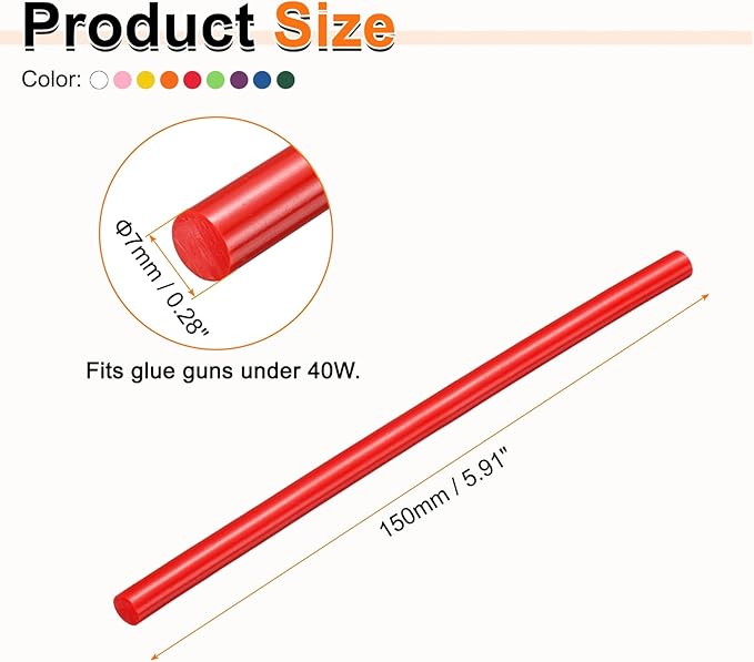 HARFINGTON 10pcs Hot Glue Sticks 0.28" Dia x 5.91" Long EVA Mini Hot Melt - Image 2