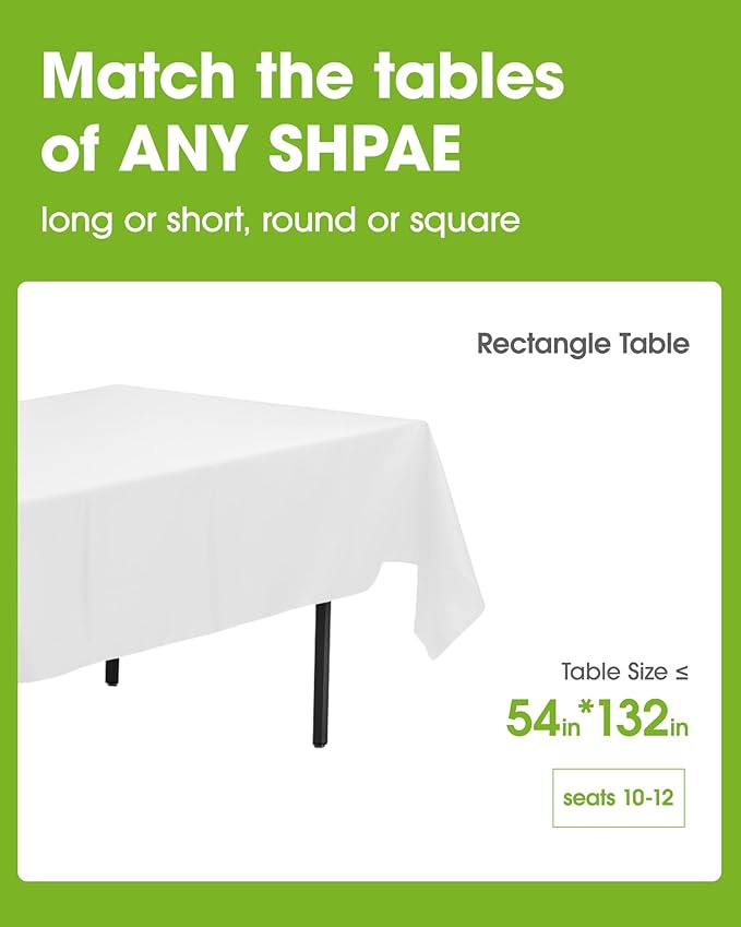 Pureegg Plastic Table Cloth Disposable 10 Pack, 54 x 132 Inch Table Cloths - Image 2