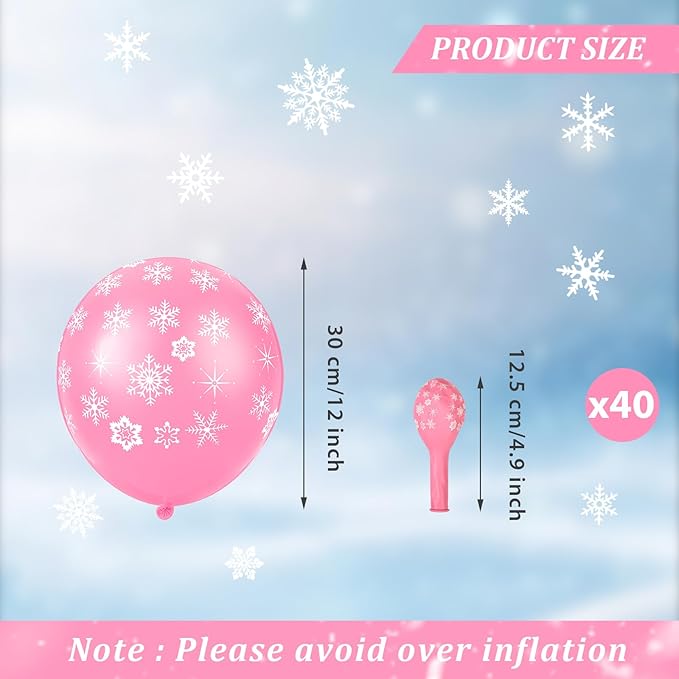 Skylety 40 Pieces Snowflake Balloons Bulk Winter Transparent Snowflake Latex - Image 2