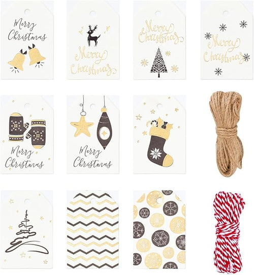 100 Pack Fashion Christmas Gift Tags， Xmas Fashion Gift Tags by WesGen