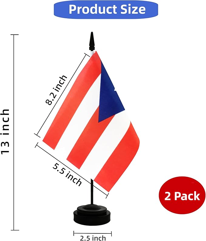 2 Pack Puerto Rico Desk Flag, International Country Flag - Image 2
