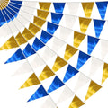 130FT Navy-Blue White Gold Triangle Pennant Banner Flag Metallic Fabric Bunting by raqieden