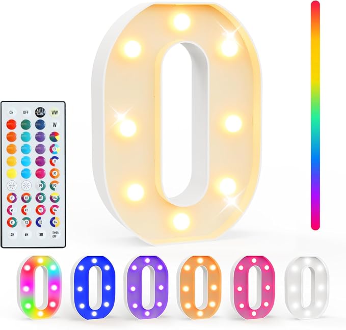 Pooqla Colorful Light Up Numbers, 35 Colors LED Marquee Number Lights by Pooqla
