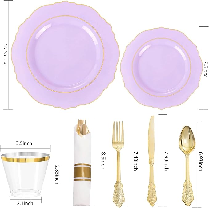 Liacere 350PCS Purple Plastic Plates - Image 2