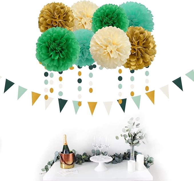 Sage-Green Beige-Gold Baby Bridal-Shower Decorations - Image 7