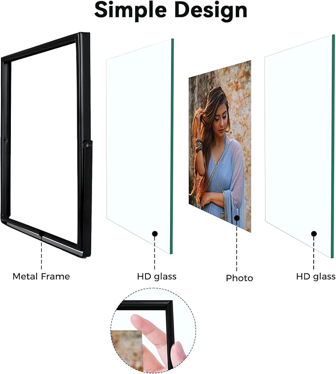 Black Floating Frame, For Picture 7x9, Tabletop Shelf Photo Frame, For Father - Image 8
