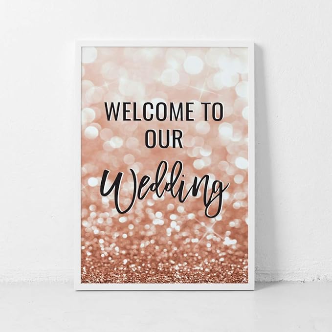 Andaz Press Extra Large Wedding Easel Board Party Sign, 12x18-inch, Glitzy Faux - Image 4