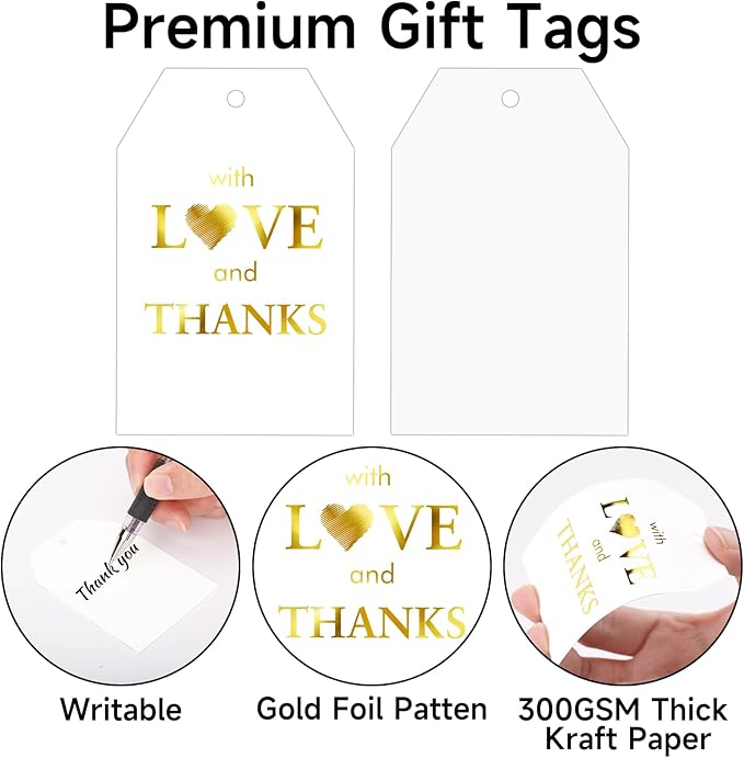 joycraft 50PCS Gold Foil Thank You Tags - Image 3