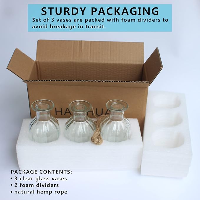 3 Sets Clear Glass Vase for Flowers Small Bud Vase for Decor, Bud Vases in Bulk - Image 2