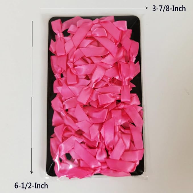50pcs 1-1/2" Mini Hot Pink Satin Ribbon Bows Without Twist Ties - Image 5