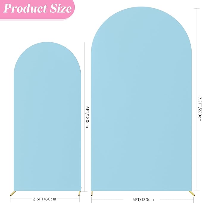 Fomcet Wedding Arch Cover 7.2FT, 6FT Dusty Blue Spandex Fitted Fabric Arch - Image 2