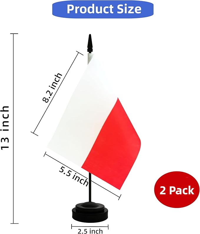 2 Pack Poland Desk Flag, Polish Table Office Flag - Image 2