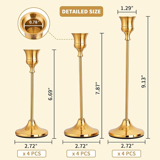 CHILL RECIPE Candlestick Holders Gold Taper Candle Holders - Image 6