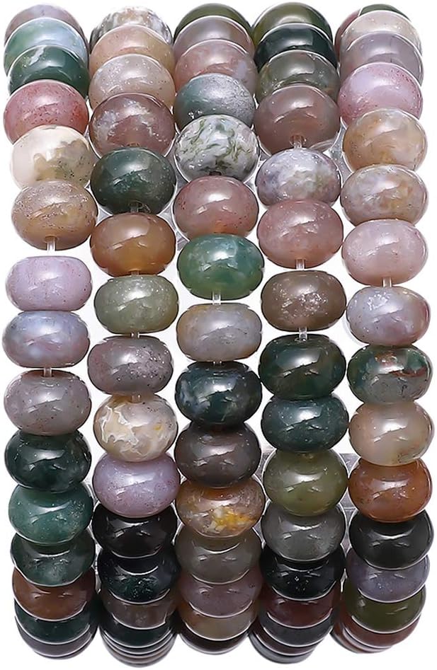 Natural India Agate Stone Rondelle 5x8mm Loose Semi Gemstone Beads by Beadia