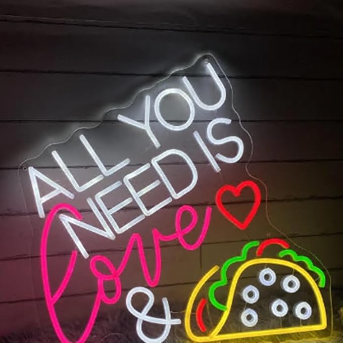 All You Need Is Love & Taco Custom Mexican Restaurant LED Neon Sign Night Light - Image 4