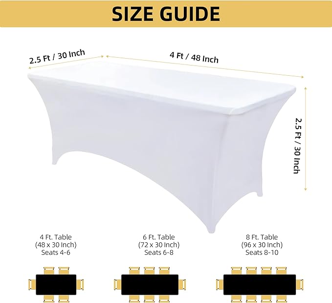 2-Pack 4ft White Spandex Table Covers - Image 4