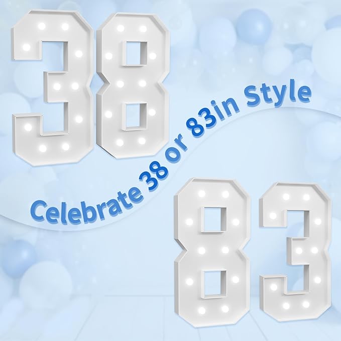 imprsv Marquee Numbers Large 38th-Birthday Decorations: 4ft Light Up Number - Image 6
