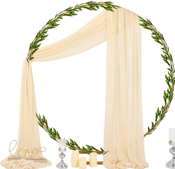 Socomi Champagne Sheer Wedding Arch Draping Fabric 29" x 20Ft 1 Panel Outdoor - Image 2