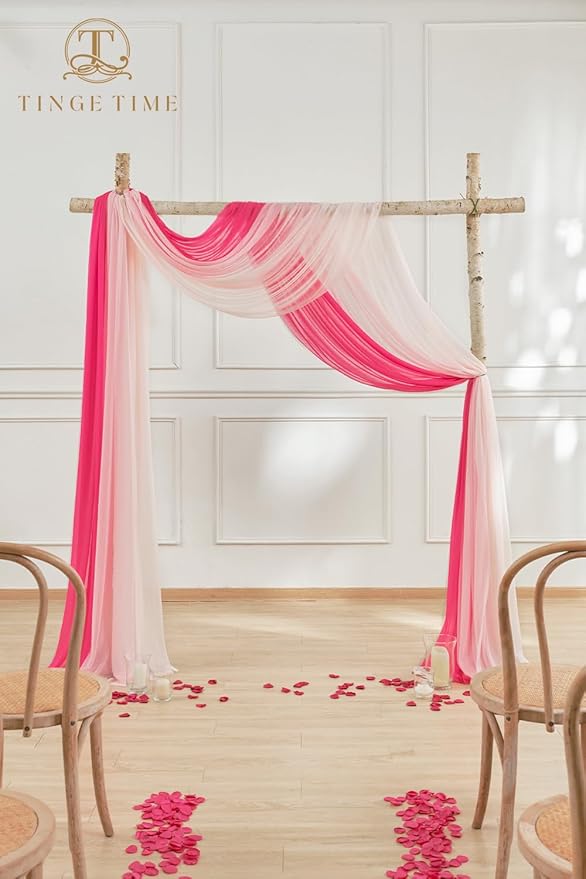 TINGE TIME 3 Panels Wedding Arch Draping Fabric, Wedding Arch Drapes - Image 3