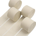 PartyWoo White Crepe Paper Streamers 4pcs 328ft Pack of Sand White Crepe Paper by PartyWoo