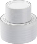 200PCS Silver Plastic Plates Set, 100 10.25 inch Dinner Plates and 100 7.5 inch by BESTSTAR