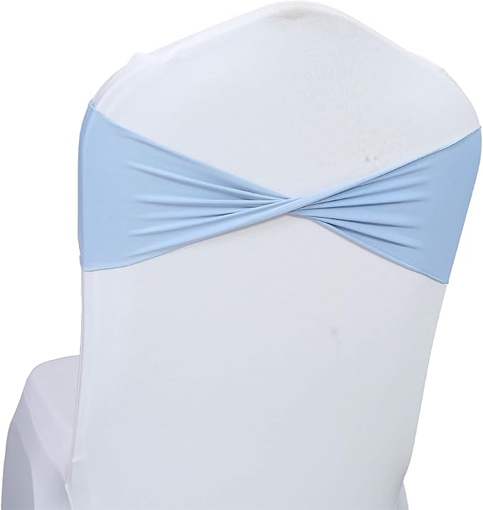 VDS Pack of 100 PCS | Baby Blue | Spandex Chair Sashes Bows Without Buckle | - Image 2