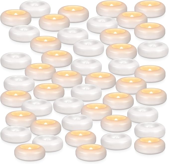 Set of 48 Waterproof Flameless Floating Tealights, 120+ Hour Warm White Battery - Image 9