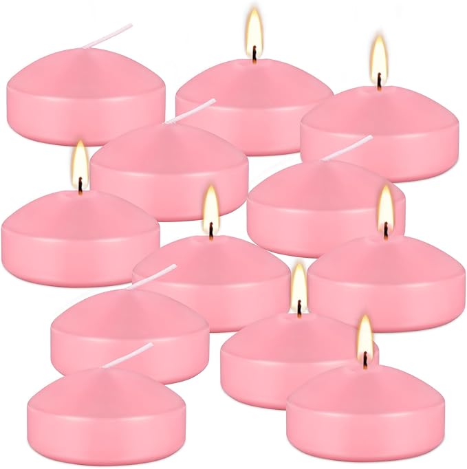 12 Pcs 3 inch Romantic Pink Floating Candles, Smokeless and Unscented, Burns - Image 2